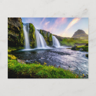 Waterfalls Kirkjufellsfoss, Iceland Postcard