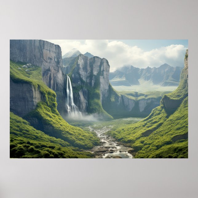 Waterfalls Landscape Meditation Serene  Poster (Front)