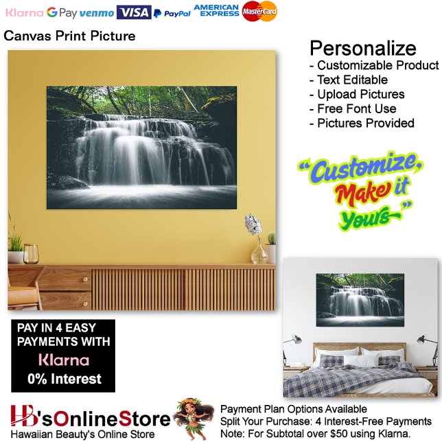 Waterfalls Nature Relaxation Home Office Picture C Canvas Print (Waterfalls Nature Relax Home Office Canvas Print Picture 3.)