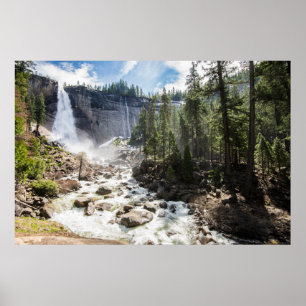 Waterfalls Nevada Fall, Yosemite, CA Poster