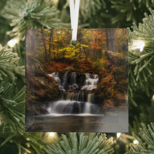 Waterfalls   New England Connecticut Glass Ornament