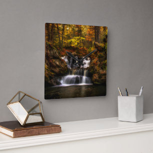 Waterfalls New England Connecticut Square Wall Clock