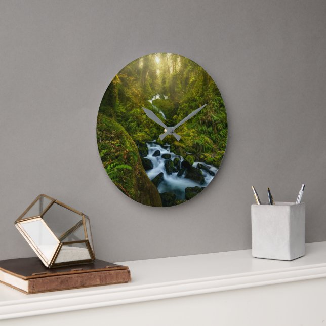 Waterfalls | Olympic National Park, Washington Large Clock (Office)
