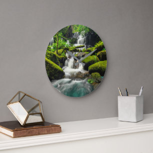 Waterfalls   Phu Tub Berk Mountain, Thailand Large Clock