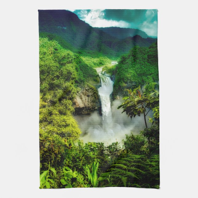 Waterfalls | San Rafael Falls, Ecuador Kitchen Towel (Vertical)