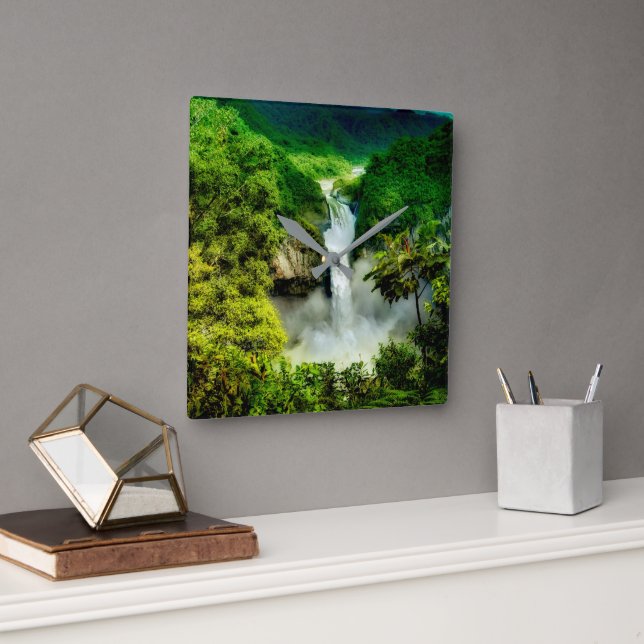 Waterfalls | San Rafael Falls, Ecuador Square Wall Clock (Office)