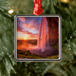 Waterfalls Seljalandsfoss Waterfall Metal Ornament