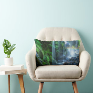 Waterfalls Shinmata Ravine, Japan Lumbar Pillow