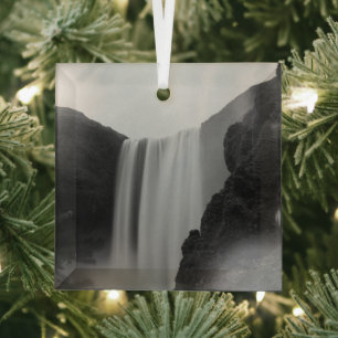 Waterfalls Skogafoss Waterfall, Iceland Glass Ornament