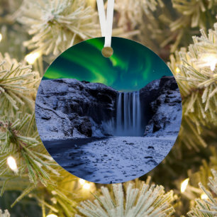 Waterfalls   Skógafoss Waterfall Metal Ornament