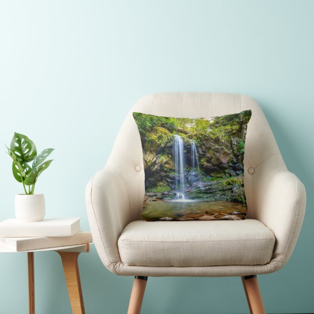 Waterfalls | Smokey Mountain National Park Throw Pillow (Chair)