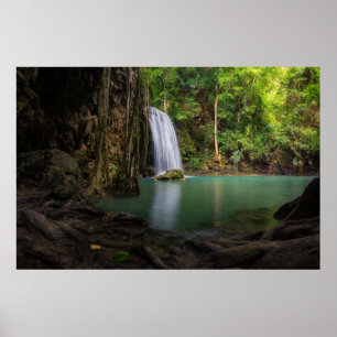 Waterfalls Spring Rainforest Waterfall Thailand Poster