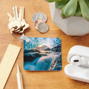 Waterfalls   Vatnajokull Glacier, Eastern Iceland Keychain