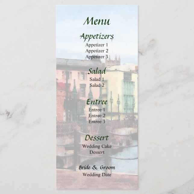Waterfront Bridgetown Barbados Wedding Menu (Front)