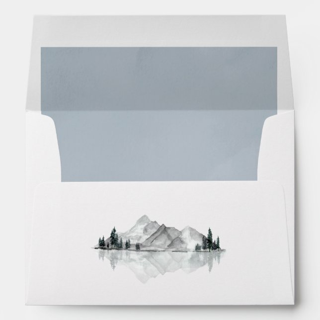 Waterfront Mountain Lake Wedding Envelope (Back (Bottom))