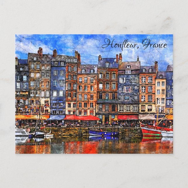 Waterfront of Honfleur harbour in Normandy, France Postcard (Front)