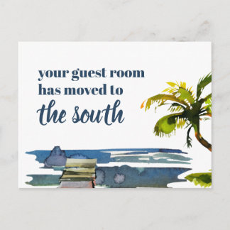 Waterfront Palm Tree Guest Room Moved New Address Announcement Postcard
