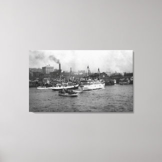 Waterfront Scene with Ships of Seattle Canvas Print