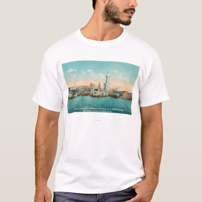 Waterfront View of Port and Smith Tower T-Shirt (Front)