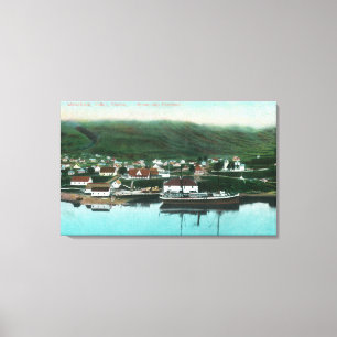 Waterfront View of the City and Steamer Canvas Print