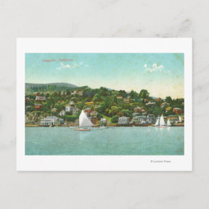 Waterfront View of the City, Sail Boats Postcard