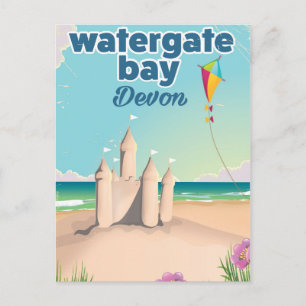watergate bay devon sandcastle holiday poster postcard