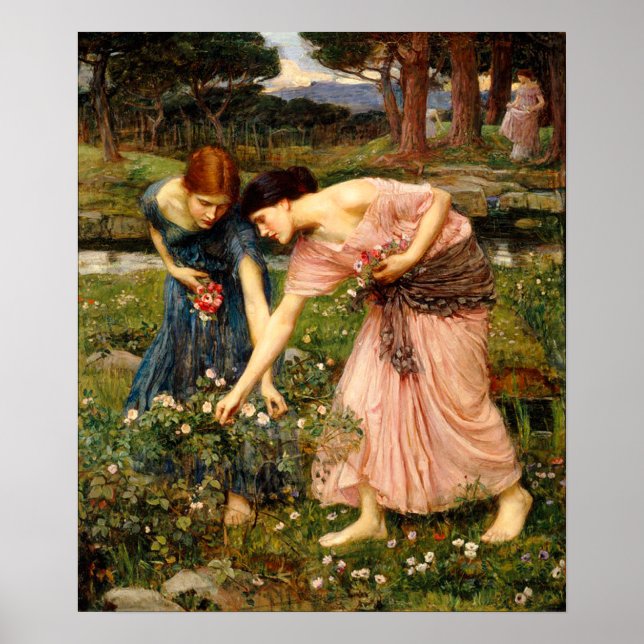 Waterhouse Gather Ye Rosebuds Poster (Front)