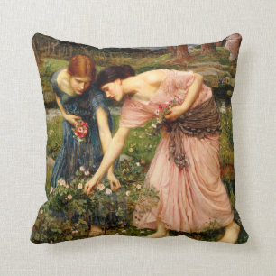 Waterhouse Gather Ye Rosebuds Throw Pillow