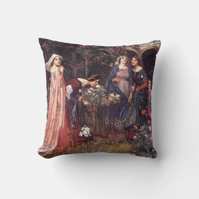 Waterhouse: The Enchanted Garden Throw Pillow (Front)