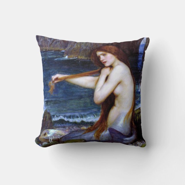 Waterhouse: The Mermaid Throw Pillow (Front)