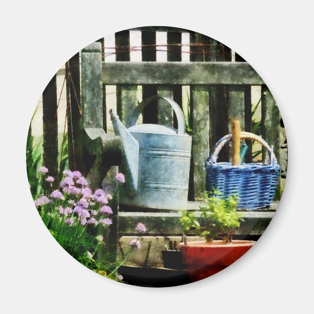 Watering Can and Blue Basket Magnet (Front)