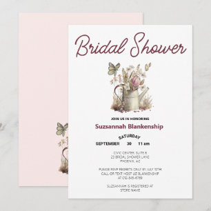 Watering Can Butterfly Garden Party Bridal Shower Invitation