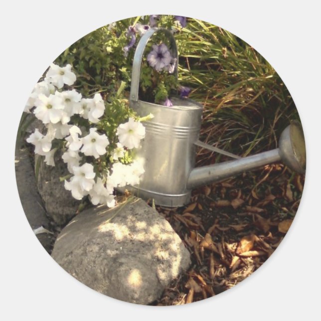 Watering Can Classic Round Sticker (Front)