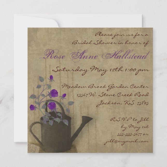 Watering Can Floral Bridal Shower Invitation (Front)