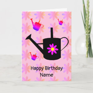 Watering Can Flowery Birthday Card