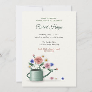 Watering Can Garden Flowers Retirement Party Invitation
