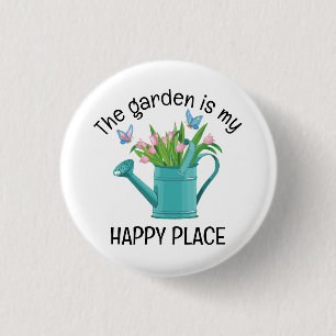 Watering Can Gardening  1 Inch Round Button