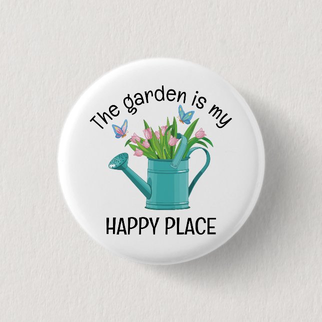 Watering Can Gardening  1 Inch Round Button (Front)