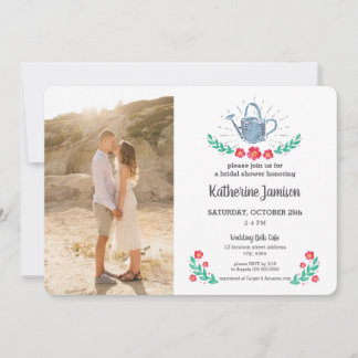 Watering Can Gardening Bridal Shower Invitation