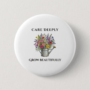 Watering Can with Flowers Botanical Garden Art Gif 2 Inch Round Button
