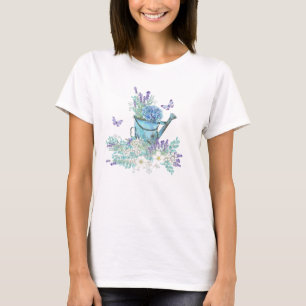Watering Can With Summertime Flowers & Butterflies T-Shirt