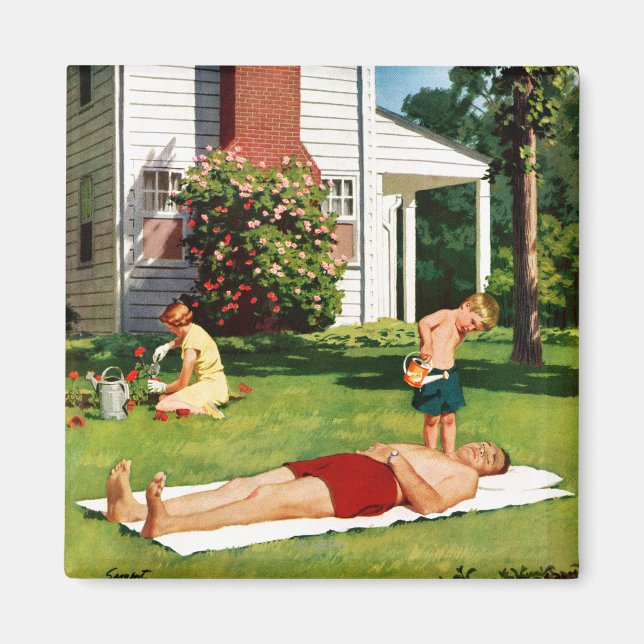 Watering Father Magnet (Front)