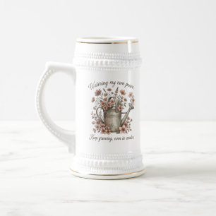 Watering My Own Peace Vintage Floral Botanical Beer Stein