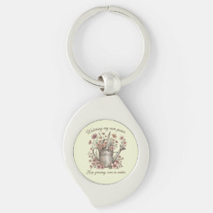 Watering My Own Peace Vintage Floral Botanical Keychain