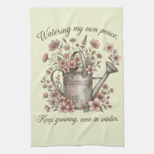 Watering My Own Peace Vintage Floral Botanical Kitchen Towel