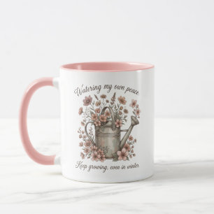 Watering My Own Peace Vintage Floral Botanical Mug