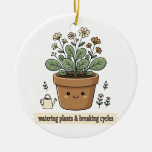 Watering Plants and Breaking Cycles Ceramic Ornament