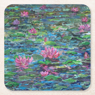 Waterlilies #2 square paper coaster