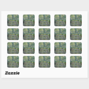 Waterlilies and Japanese Footbridge  Square Sticker