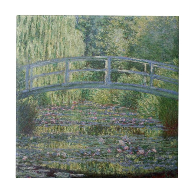 Waterlilies and Japanese Footbridge  Tile (Front)